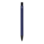 Stylo en aluminium recyclé avec clip noir et encre bleue couleur bleu foncé quatrière vue