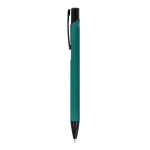 Stylo en aluminium recyclé avec clip noir et encre bleue couleur vert foncé troisième vue