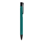 Stylo en aluminium recyclé avec clip noir et encre bleue couleur vert foncé cinquième vue
