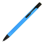 Stylo en aluminium recyclé avec clip noir et encre bleue couleur bleu ciel