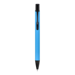 Stylo en aluminium recyclé avec clip noir et encre bleue couleur bleu ciel deuxième vue