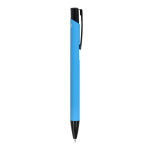 Stylo en aluminium recyclé avec clip noir et encre bleue couleur bleu ciel cinquième vue