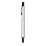 Stylo en aluminium recyclé avec clip noir et encre bleue couleur noir/gris troisième vue