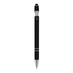 Stylo en aluminium recyclé avec clip robuste et encre bleue couleur noir quatrière vue