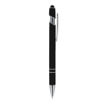 Stylo en aluminium recyclé avec clip robuste et encre bleue couleur noir cinquième vue
