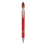 Stylo en aluminium recyclé avec clip robuste et encre bleue couleur rouge deuxième vue