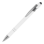 Stylo en aluminium recyclé avec clip robuste et encre bleue couleur blanc