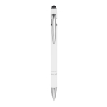 Stylo en aluminium recyclé avec clip robuste et encre bleue couleur blanc deuxième vue