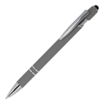 Stylo en aluminium recyclé avec clip robuste et encre bleue couleur gris