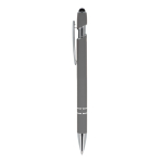 Stylo en aluminium recyclé avec clip robuste et encre bleue couleur gris troisième vue