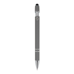 Stylo en aluminium recyclé avec clip robuste et encre bleue couleur gris quatrière vue