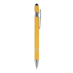 Stylo en aluminium recyclé avec clip robuste et encre bleue couleur jaune cinquième vue