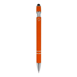 Stylo en aluminium recyclé avec clip robuste et encre bleue couleur orange quatrière vue