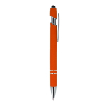 Stylo en aluminium recyclé avec clip robuste et encre bleue couleur orange cinquième vue