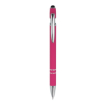 Stylo en aluminium recyclé avec clip robuste et encre bleue couleur rose deuxième vue