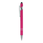 Stylo en aluminium recyclé avec clip robuste et encre bleue couleur rose troisième vue