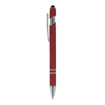 Stylo en aluminium recyclé avec clip robuste et encre bleue couleur rouge foncé troisième vue