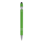 Stylo en aluminium recyclé avec clip robuste et encre bleue couleur vert lime quatrière vue