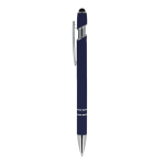 Stylo en aluminium recyclé avec clip robuste et encre bleue couleur bleu foncé troisième vue