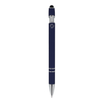 Stylo en aluminium recyclé avec clip robuste et encre bleue couleur bleu foncé quatrière vue