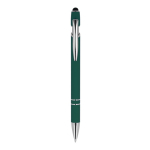 Stylo en aluminium recyclé avec clip robuste et encre bleue couleur vert foncé deuxième vue