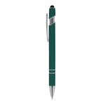 Stylo en aluminium recyclé avec clip robuste et encre bleue couleur vert foncé troisième vue