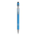 Stylo en aluminium recyclé avec clip robuste et encre bleue couleur bleu ciel deuxième vue