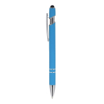Stylo en aluminium recyclé avec clip robuste et encre bleue couleur bleu ciel troisième vue