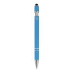 Stylo en aluminium recyclé avec clip robuste et encre bleue couleur bleu ciel quatrière vue