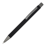 Stylo en aluminium recyclé à toucher doux et encre bleue couleur noir
