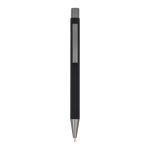 Stylo en aluminium recyclé à toucher doux et encre bleue couleur noir deuxième vue
