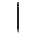Stylo en aluminium recyclé à toucher doux et encre bleue couleur noir quatrière vue