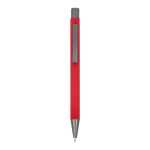 Stylo en aluminium recyclé à toucher doux et encre bleue couleur rouge deuxième vue