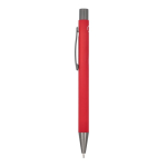 Stylo en aluminium recyclé à toucher doux et encre bleue couleur rouge troisième vue