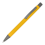 Stylo en aluminium recyclé à toucher doux et encre bleue couleur jaune