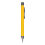 Stylo en aluminium recyclé à toucher doux et encre bleue couleur jaune cinquième vue