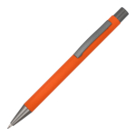 Stylo en aluminium recyclé à toucher doux et encre bleue couleur orange