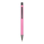 Stylo en aluminium recyclé à toucher doux et encre bleue couleur rose deuxième vue