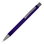 Stylo en aluminium recyclé à toucher doux et encre bleue couleur violet