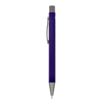 Stylo en aluminium recyclé à toucher doux et encre bleue couleur violet troisième vue