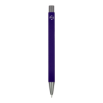 Stylo en aluminium recyclé à toucher doux et encre bleue couleur violet quatrière vue
