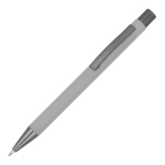 Stylo en aluminium recyclé à toucher doux et encre bleue couleur gris clair