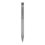 Stylo en aluminium recyclé à toucher doux et encre bleue couleur gris clair deuxième vue