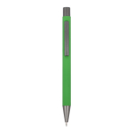 Stylo en aluminium recyclé à toucher doux et encre bleue couleur vert lime deuxième vue