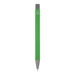 Stylo en aluminium recyclé à toucher doux et encre bleue couleur vert lime quatrière vue