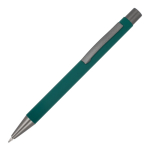 Stylo en aluminium recyclé à toucher doux et encre bleue couleur vert foncé