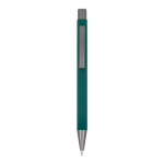 Stylo en aluminium recyclé à toucher doux et encre bleue couleur vert foncé deuxième vue