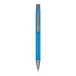 Stylo en aluminium recyclé à toucher doux et encre bleue couleur bleu ciel deuxième vue
