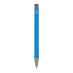 Stylo en aluminium recyclé à toucher doux et encre bleue couleur bleu ciel quatrière vue