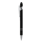 Stylo en aluminium recyclé avec clip robuste et encre noire couleur noir troisième vue